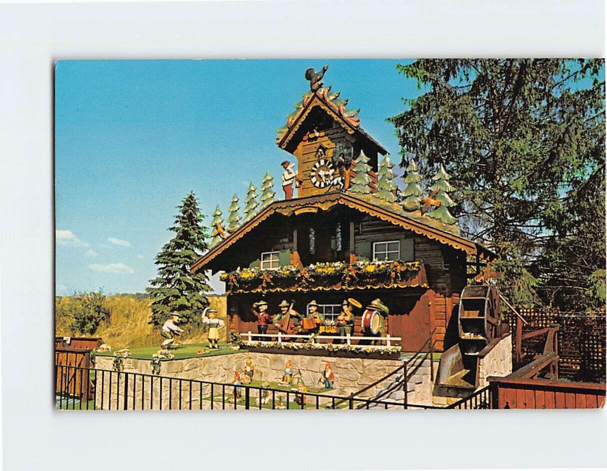 Postcard World\'s Largest Cuckoo Clock Alpine-Alpha Wilmot Ohio USA
