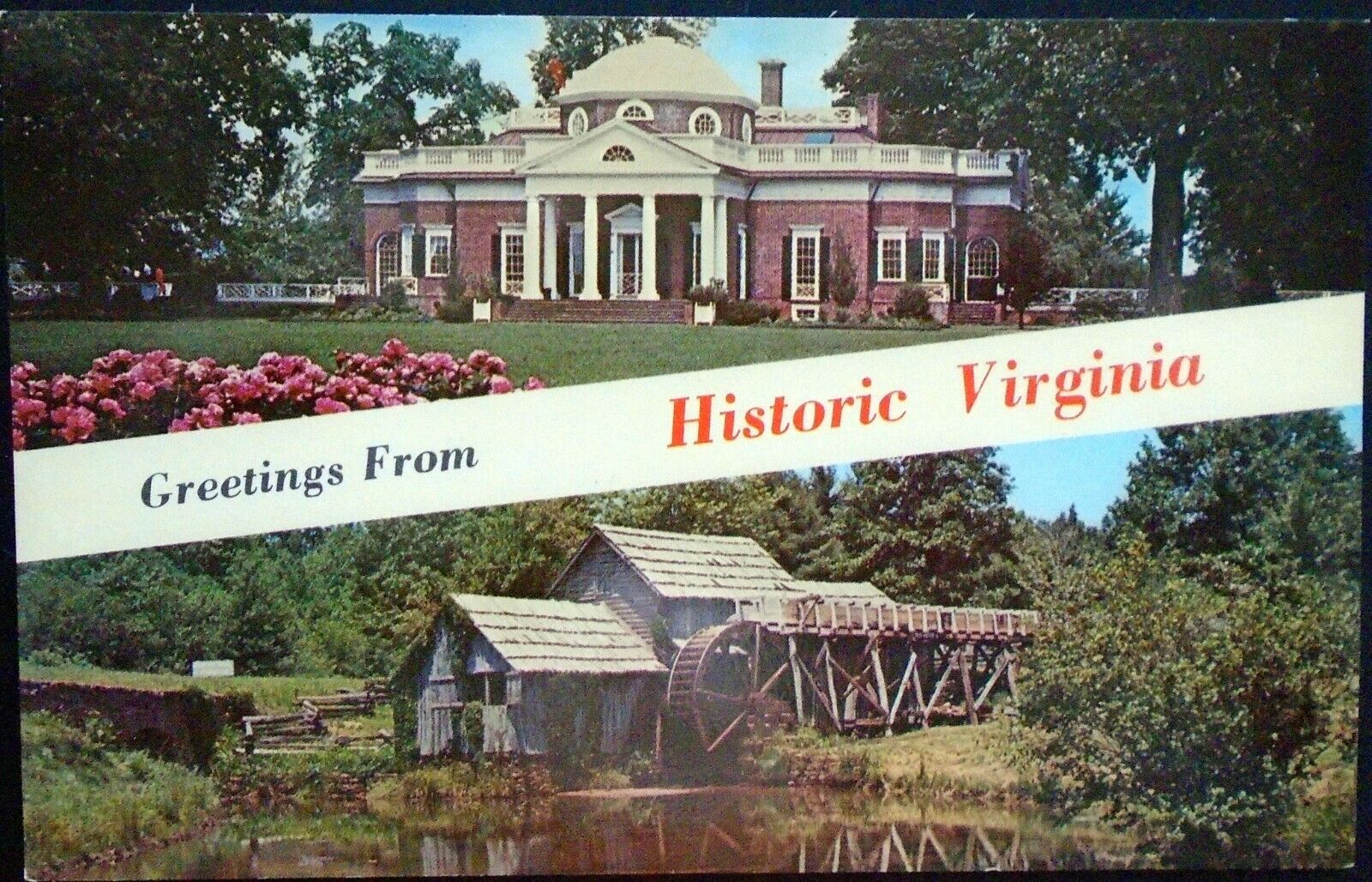 1960s “Greetings from Historic Virginia” Monticello, Mabrey Mill, Blue Ridge 