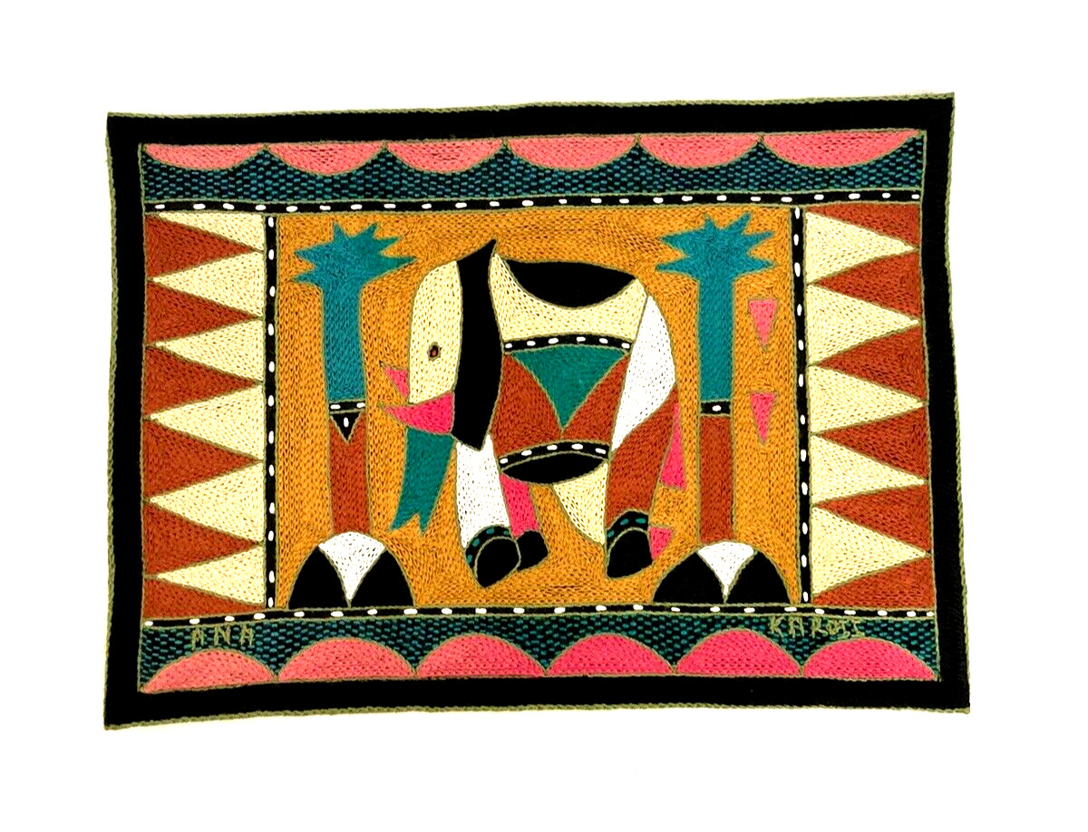 Kaross Elephant Placemat Hand Embroidered Shangaan Cloths Tapestry Africa Safari