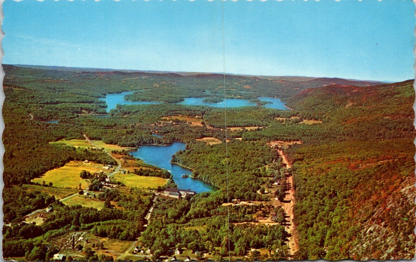 Aerial View of Lake Megunticook Camden Maine Vintage Postcard
