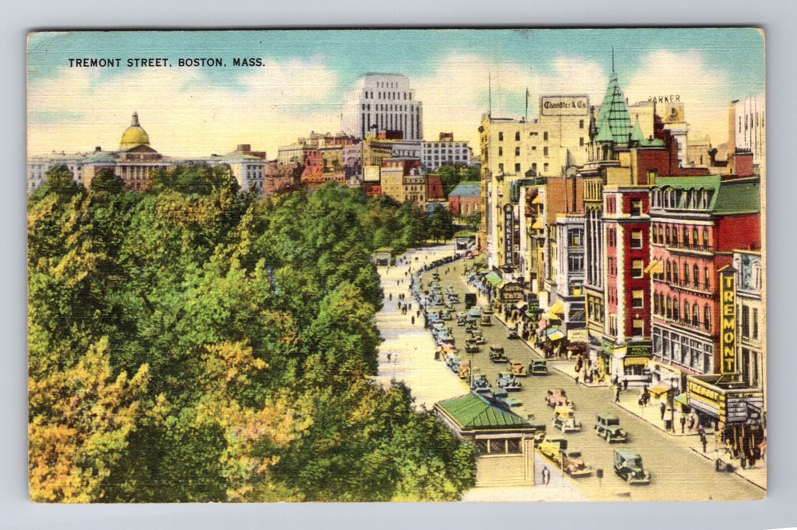 Boston MA-Massachusetts, Tremont Street, Antique c1939 Vintage Souvenir Postcard