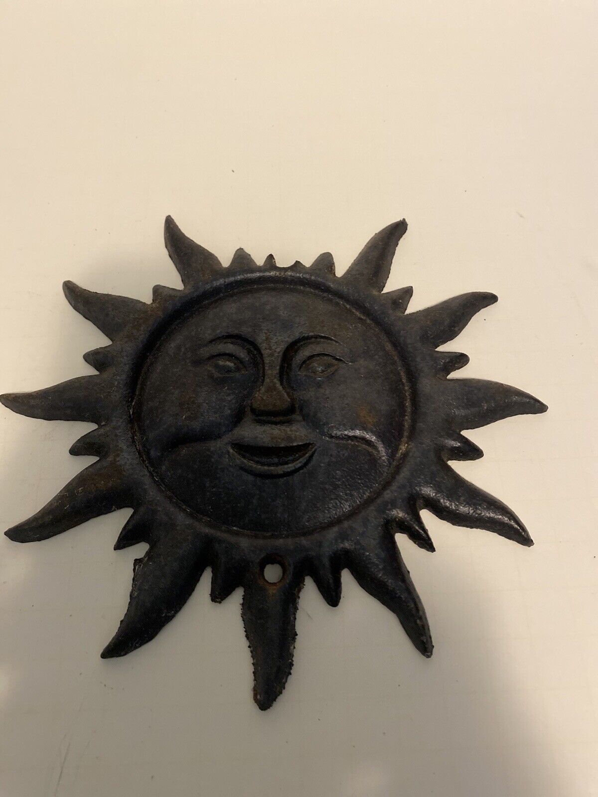 Vintage Rustic Cast Iron Sun Decor Approximately 7” Diameter