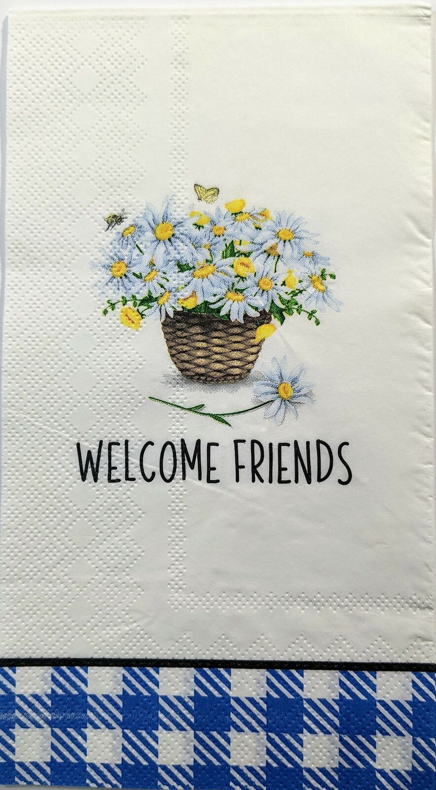 TWO Individual Paper Guest Decoupage Napkins - 1445 Welcome Friends Daisies