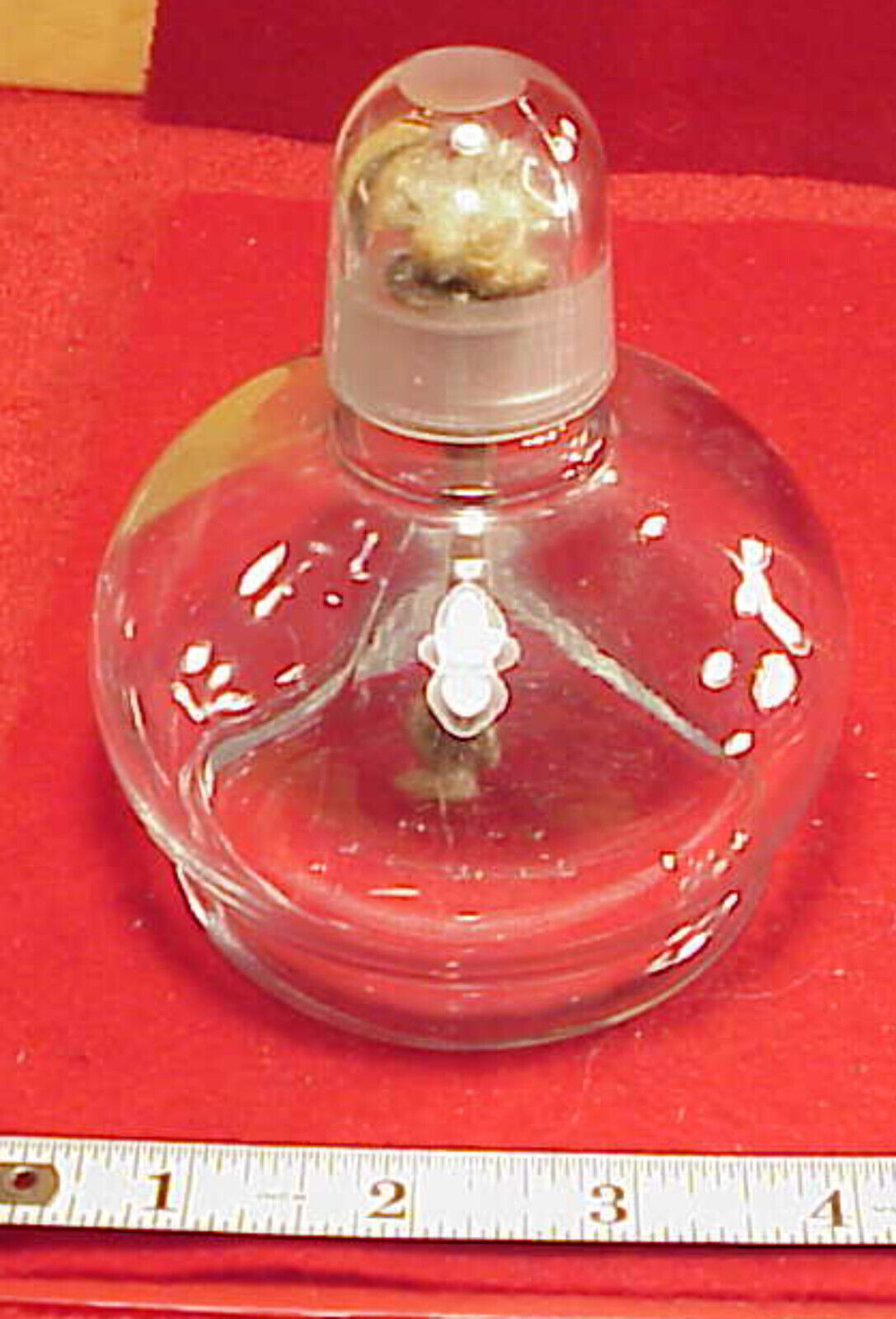 Antique T.C.W.CO 3 1/2 CLEAR Glass Jeweler Dentist Alcohol Lamp GROUND TOP