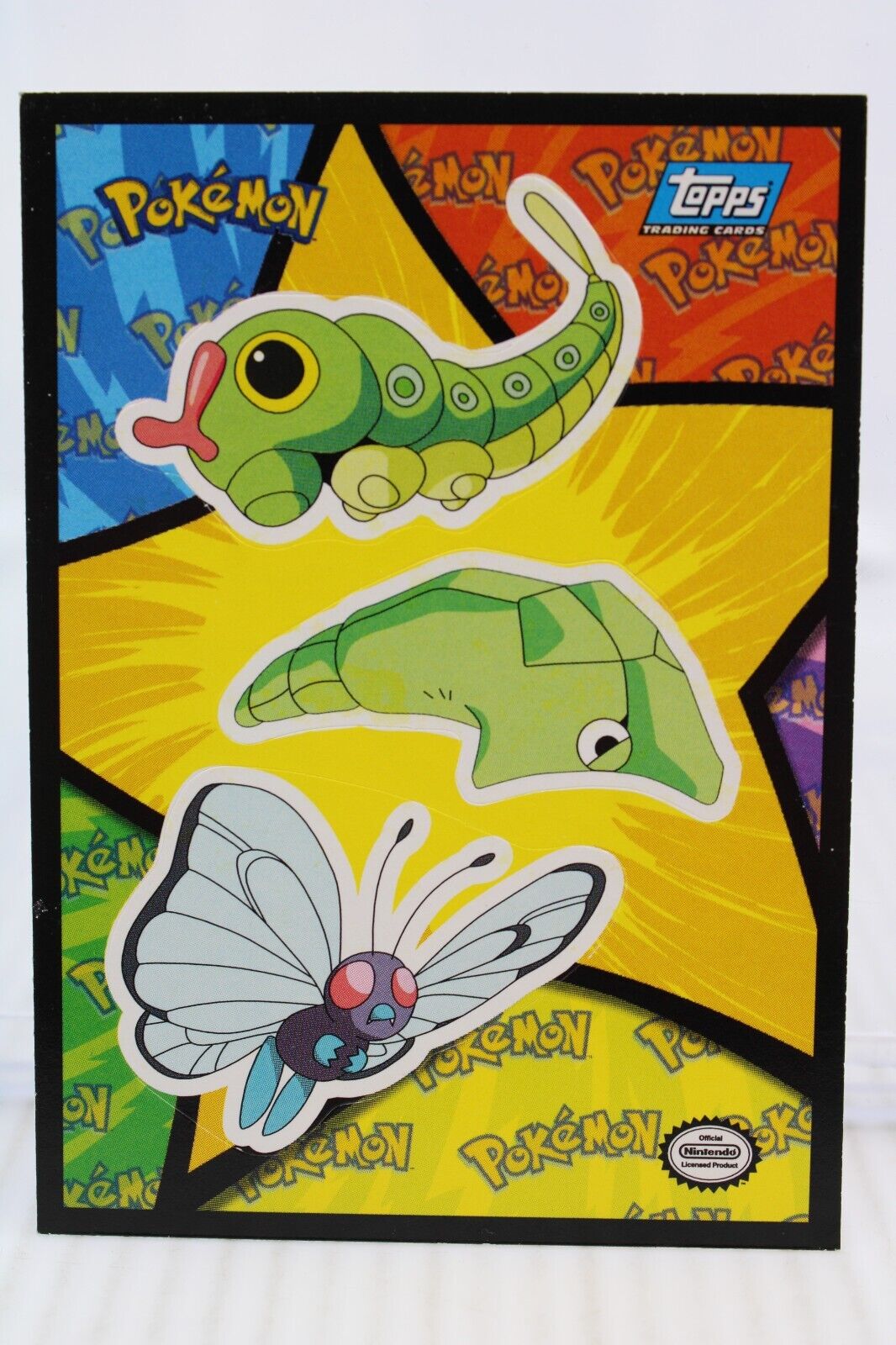 A6 Topps Pokemon Sticker Card The First Movie Caterpie, Metapod and Butterfree