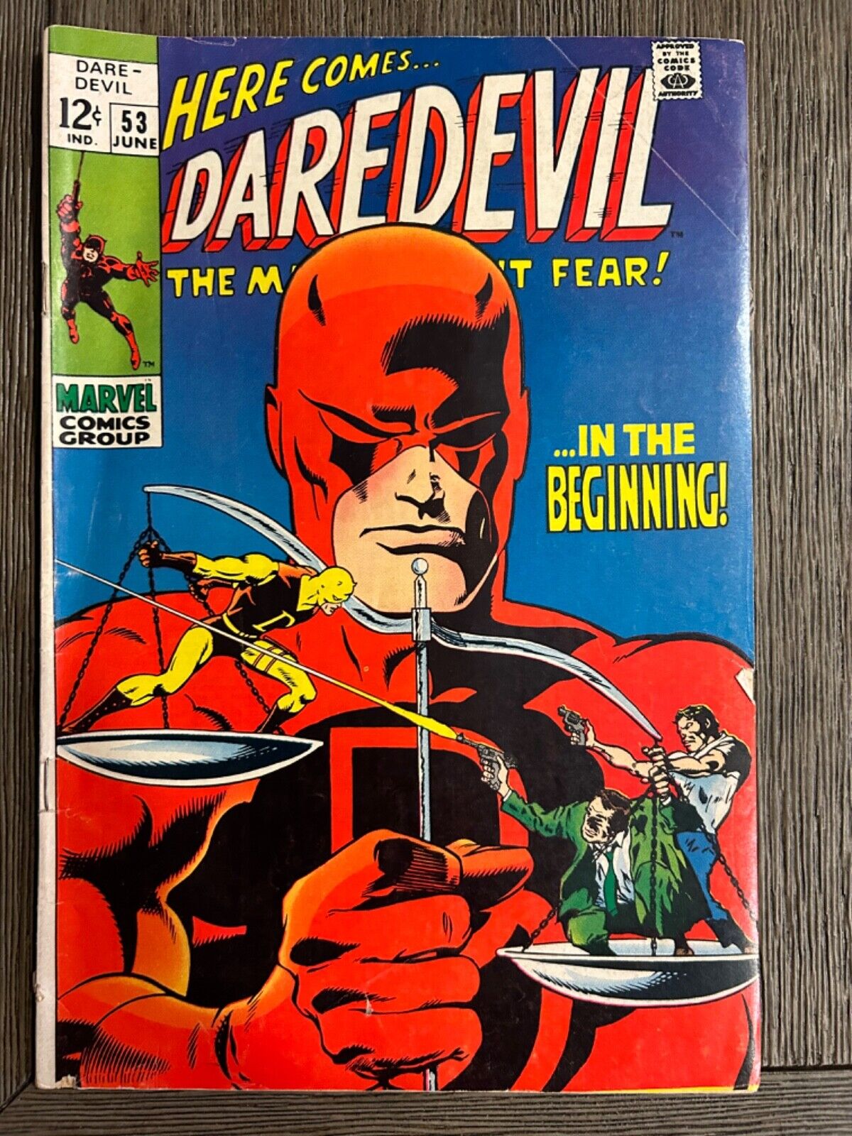 Daredevil #53 (1969) Origin Retold Yellow Suit Key Last 12 Cent Issue GLOSSY