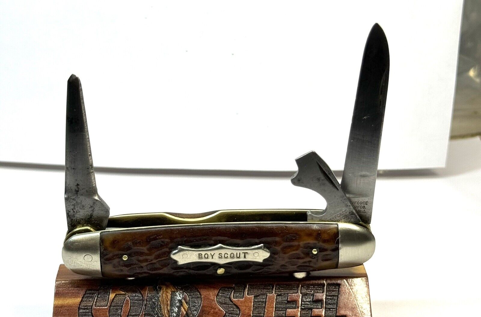 VINTAGE VALLEY FORGE Cutlery Co. Boy SCOUT Pocket KNIFE 3 Blade Pat. Year 1911 ￼