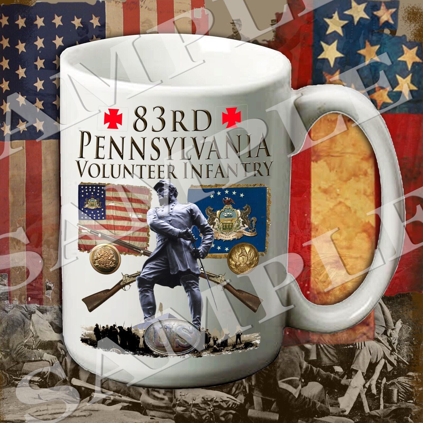 83rd Pennsylvania Infantry 15-ounce American Civil War themed coffee mug/cup