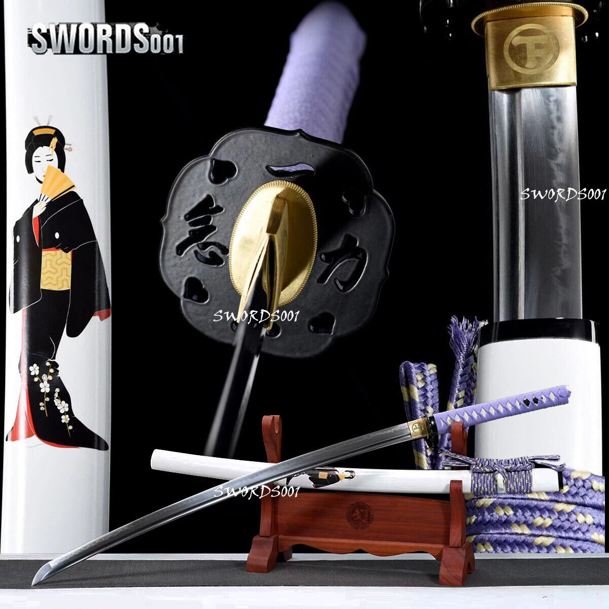Elegant Geisha Katana T10 Clay Tempered Japanese Samurai Functional Sharp Sword