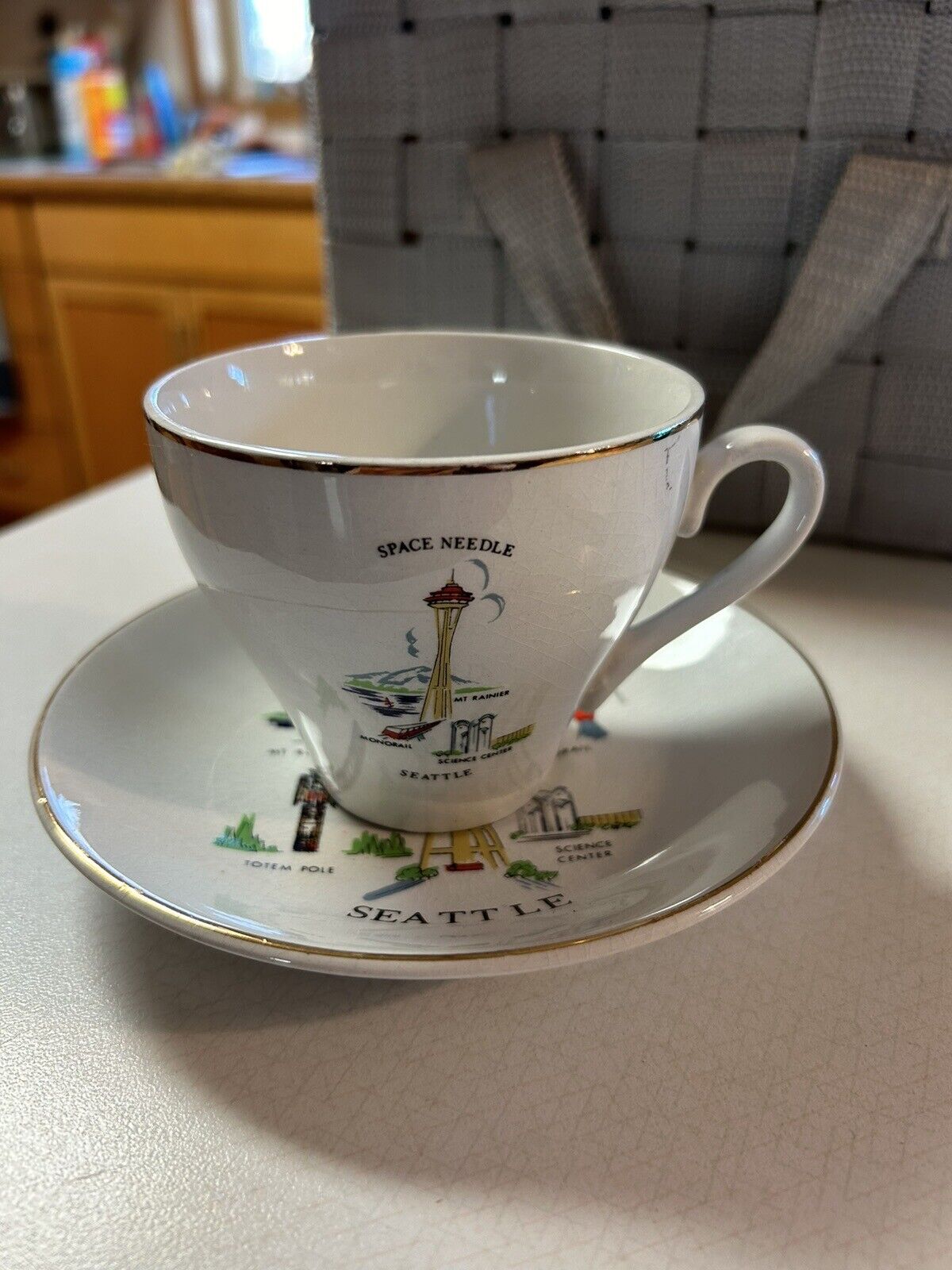 Vintage Seattle World\'s Fair 1962 Space Needle Tea Cup & Saucer MCM England Made