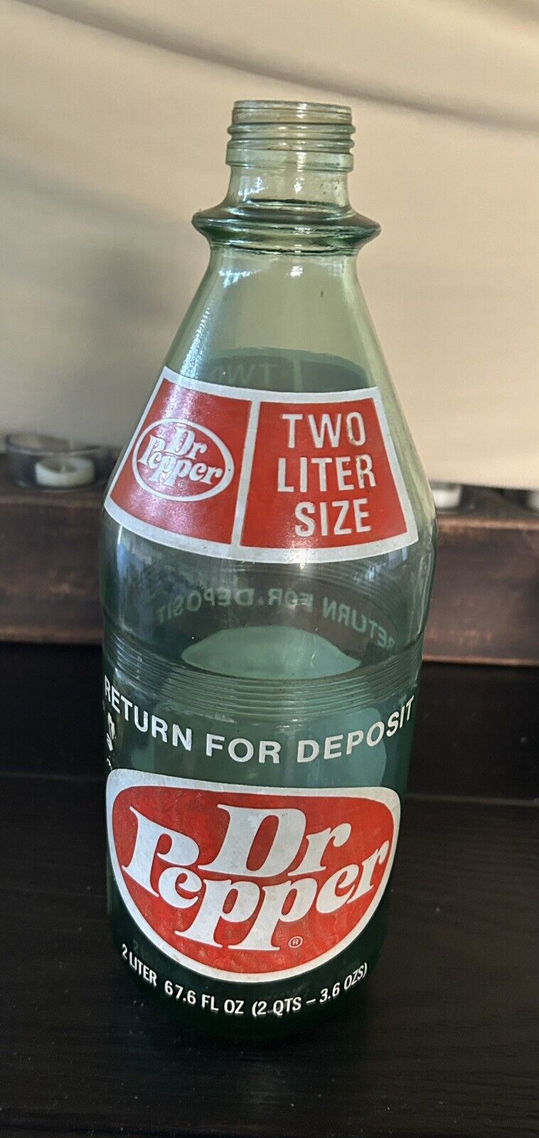 Vintage Dr Pepper 2 Two Liter Glass Bottle Rare
