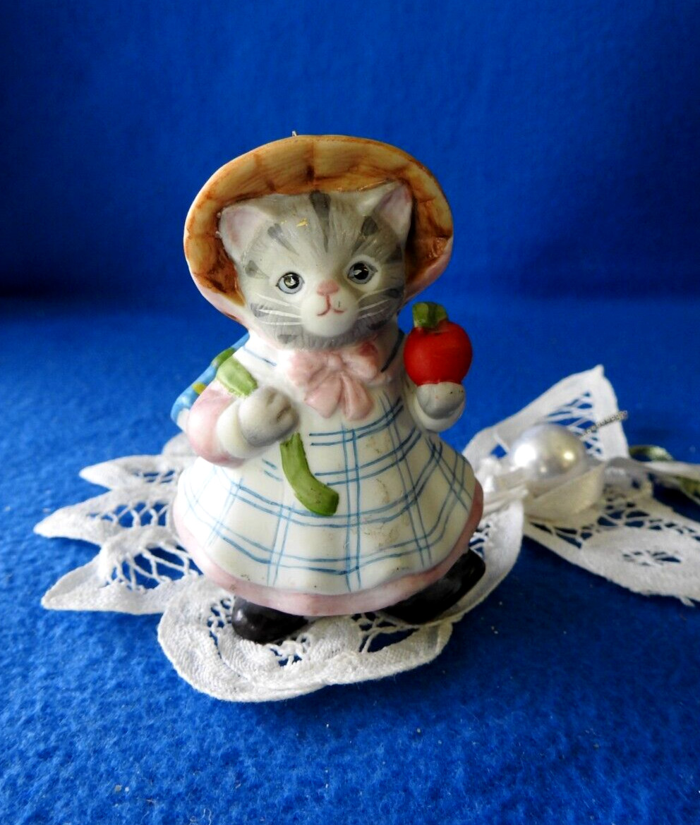 Vintage Schmid 1988 Kitty Cucumber Off To School Cute Kitty Ornament