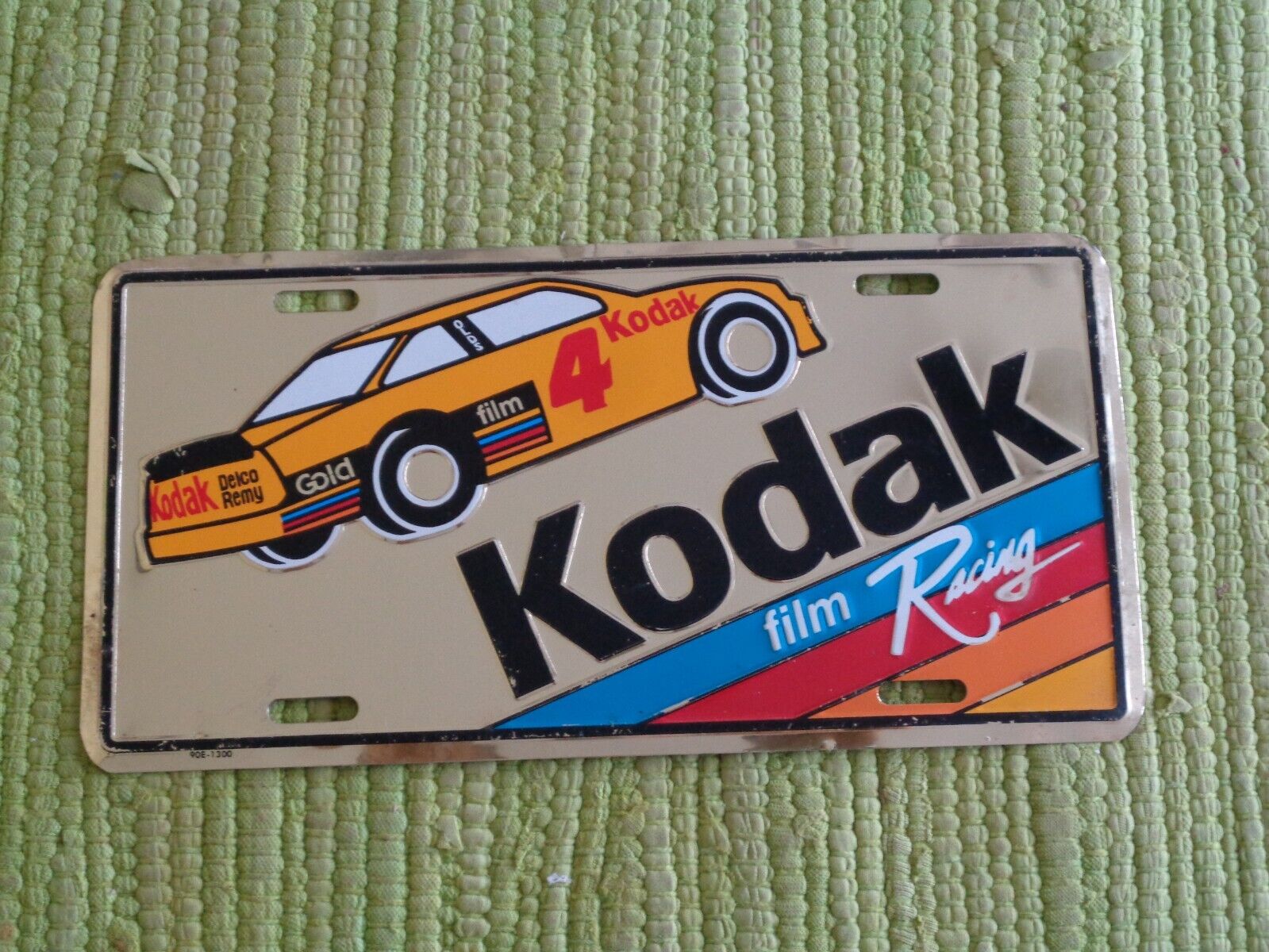 Vintage NASCAR Kodak Film Racing 4 License Plate GOLD Tag R Wilson Ernie Irvan ?