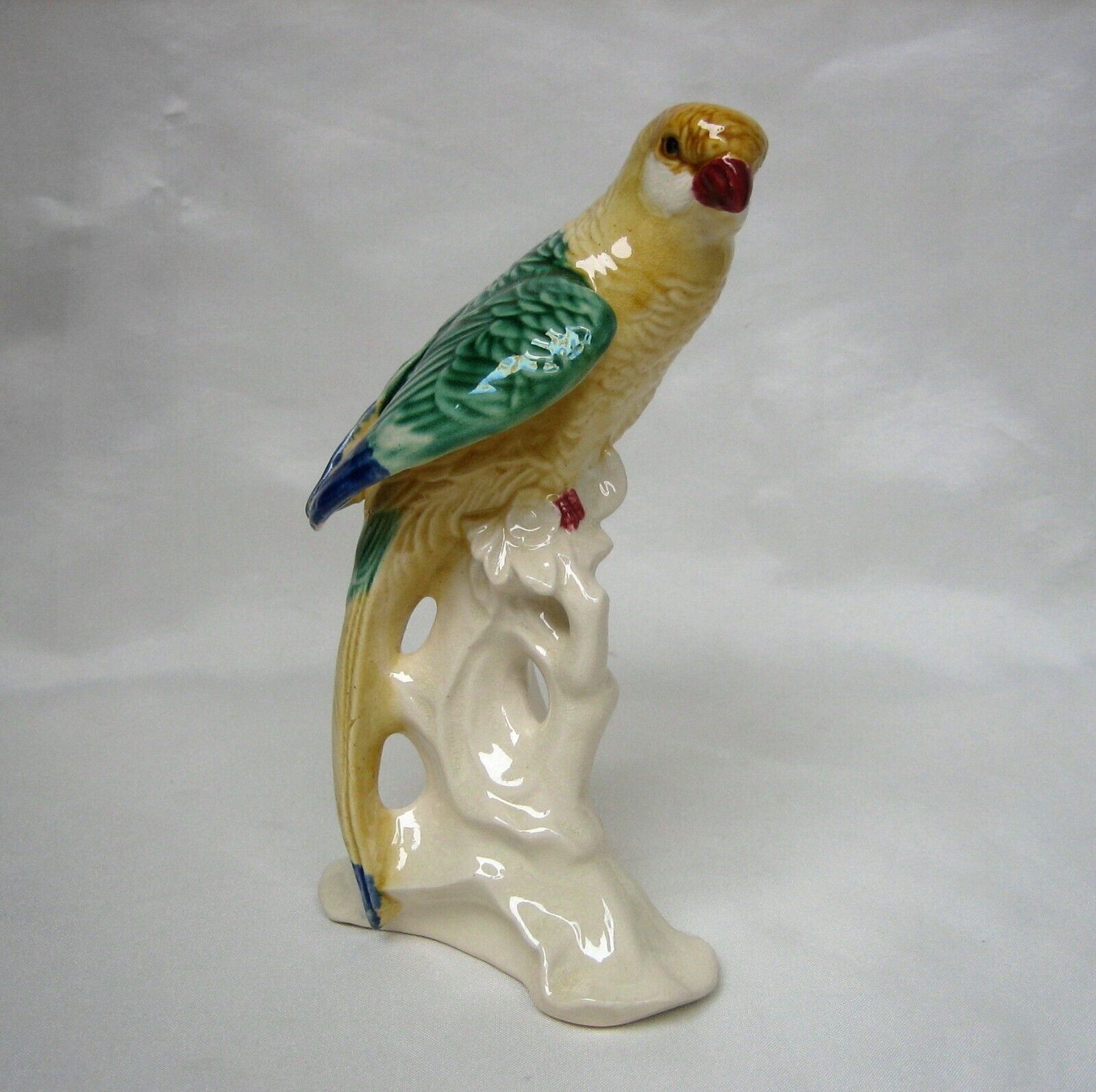 Signed Majolica Pottery Chinese Clay Parrot Bird Vintage Antique Shiwan? Wucai?