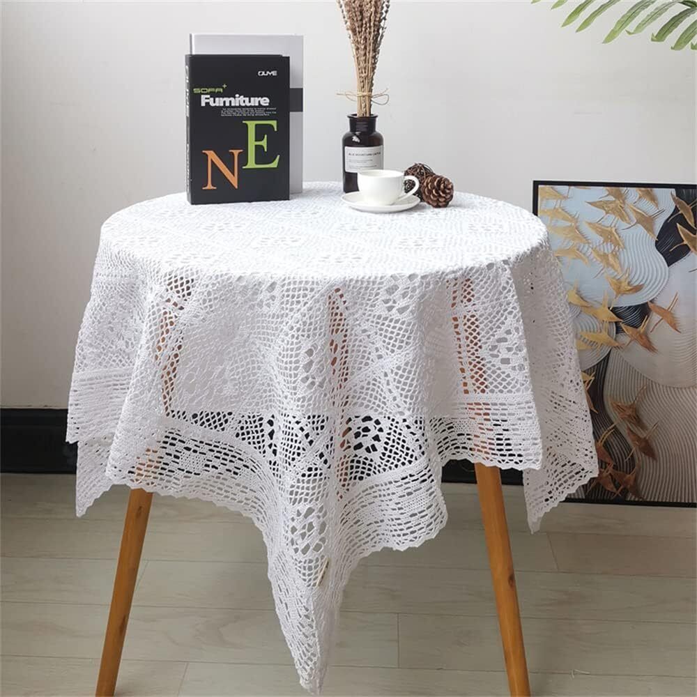 FMIYJUN White Crochet Doilies Rectangle Tablecloths Vintage Lace Handmade Cotton