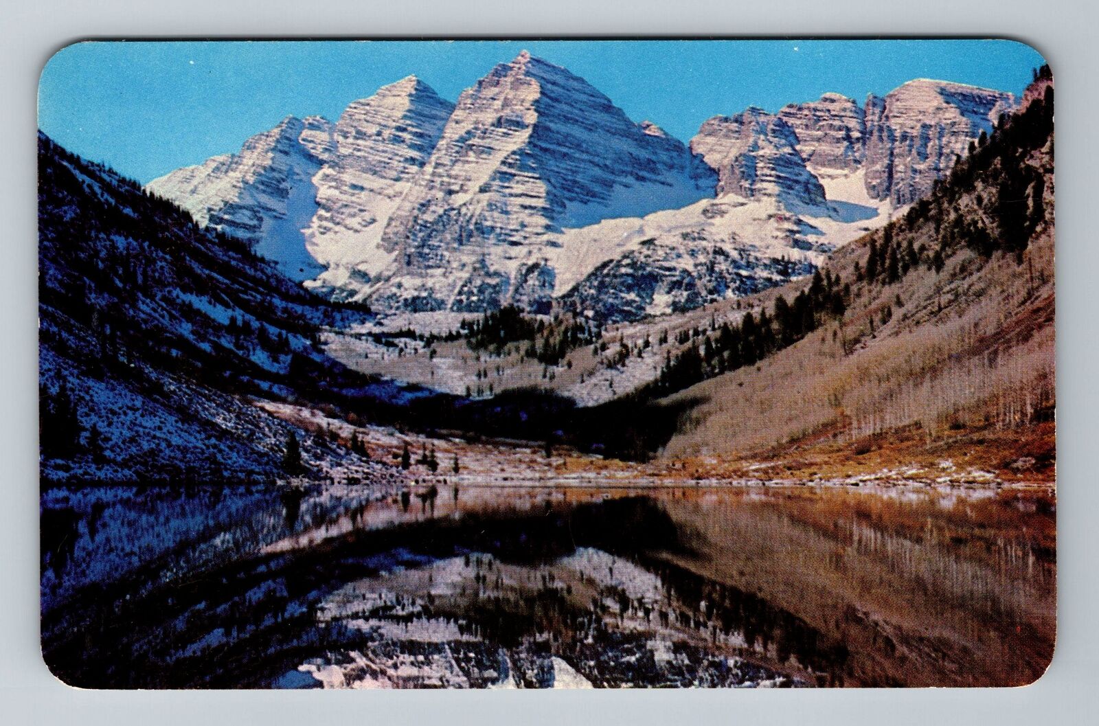 Aspen CO-Colorado, Maroon Peaks & Lake Vintage Souvenir Postcard