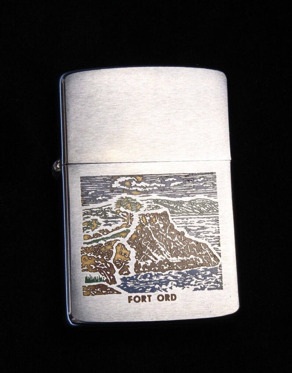Vintage 1988 Fort Ord Monterey California Zippo Lighter Color Lone Cyprus Design