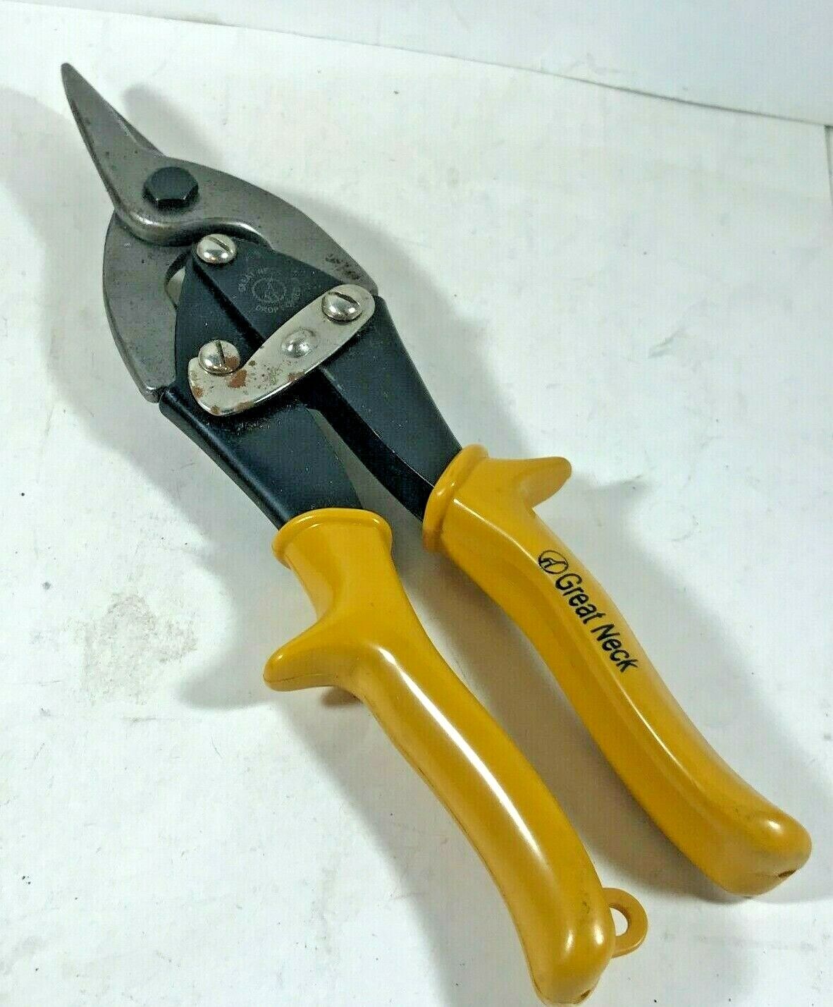 Vintage GREAT NECK Drop Forged Yellow Handle Tin Snips