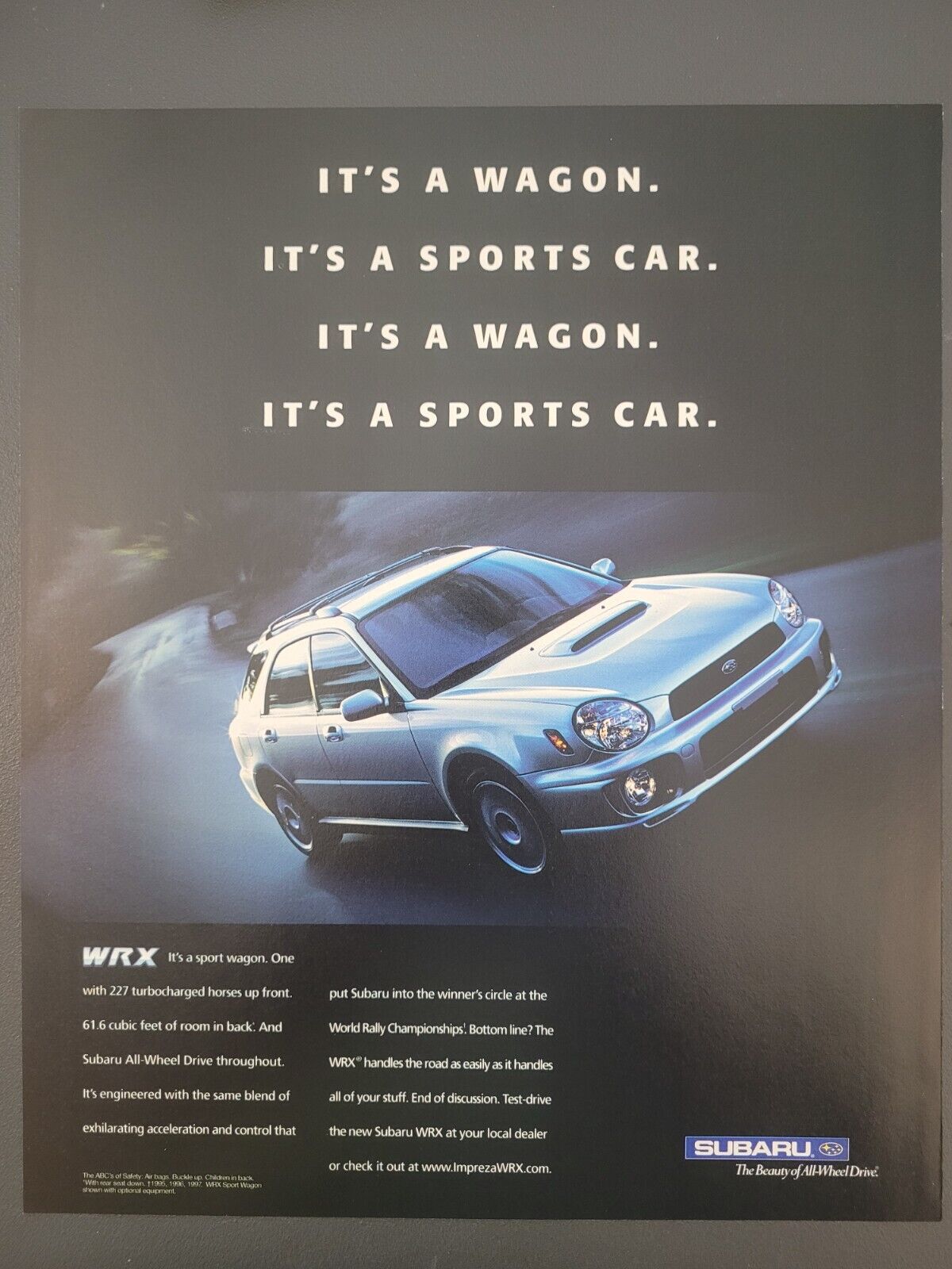 2001 PRINT AD Subaru WRX Sports wagon turbo magazine