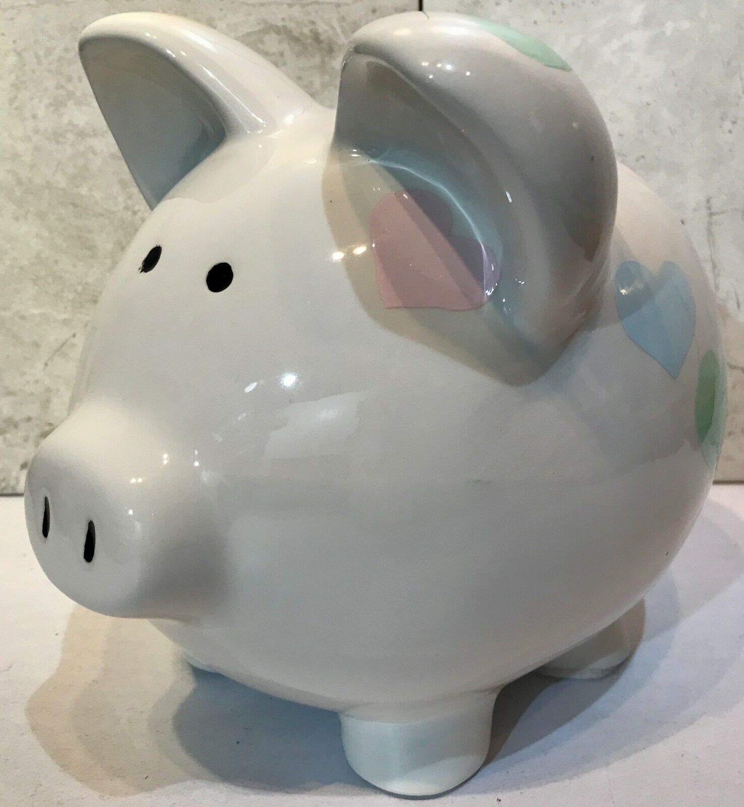 Vintage 1992 Kiddie Lites Ceramic w Hearts Piggy Bank 7\