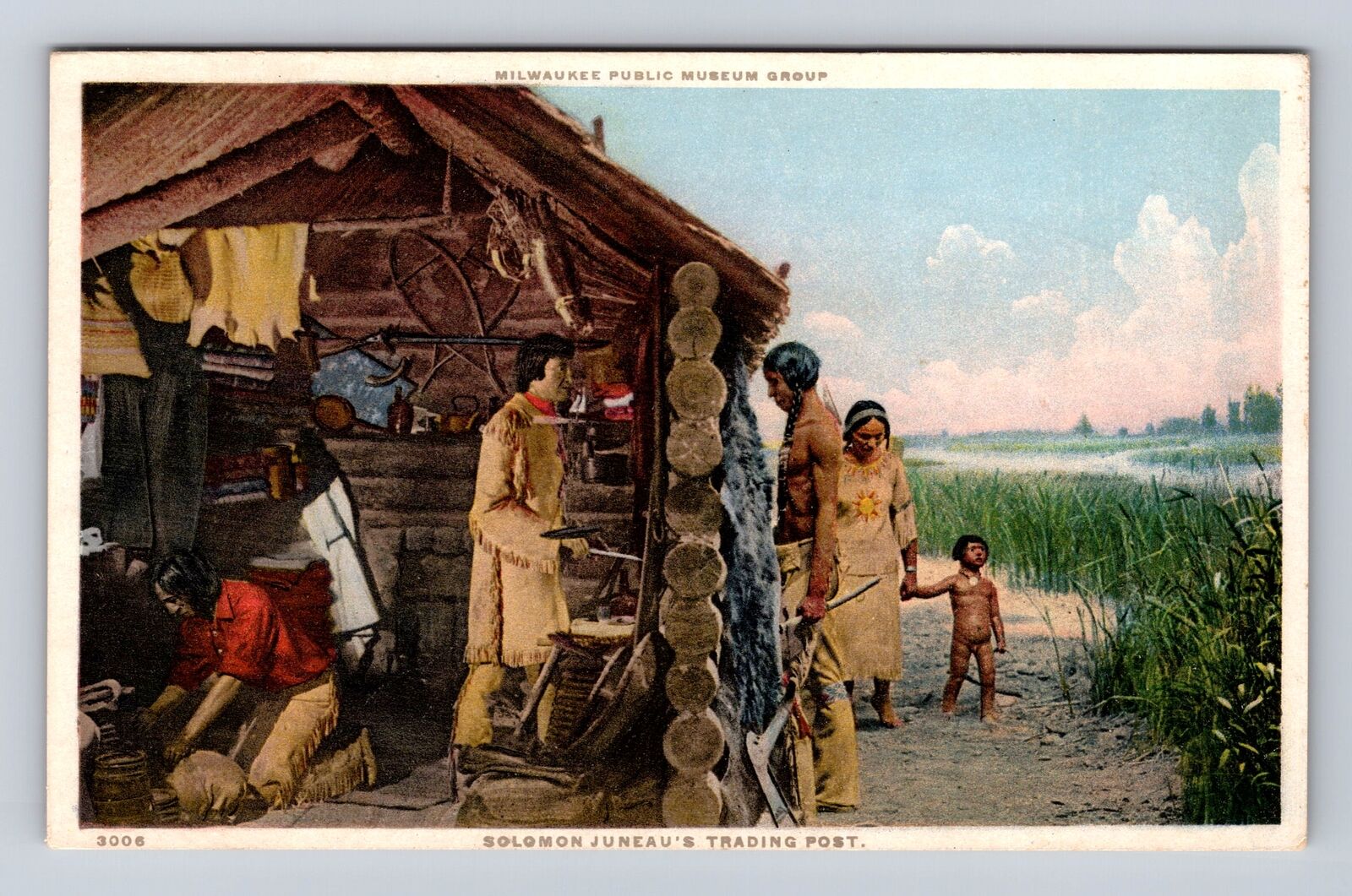 Milwaukee WI- Wisconsin, Solomon Juneau's Trading Post, Antique Vintage Postcard
