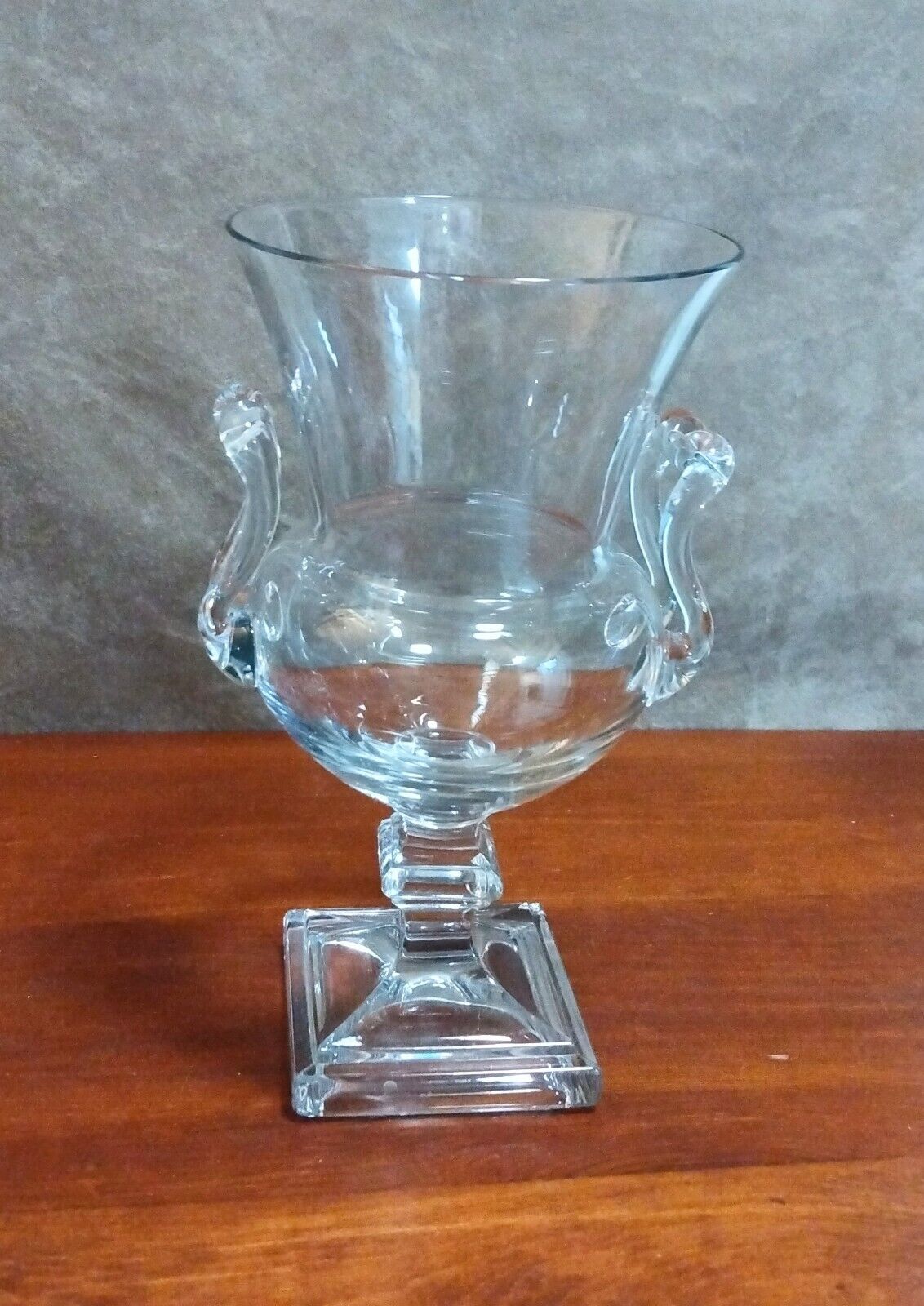 Vintage Crystal Candle Glass Vase Clear Holder Blown and Pressed Applied Handles