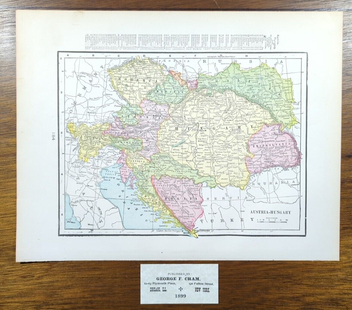 Vintage 1899 AUSTRIA HUNGARY Map 14
