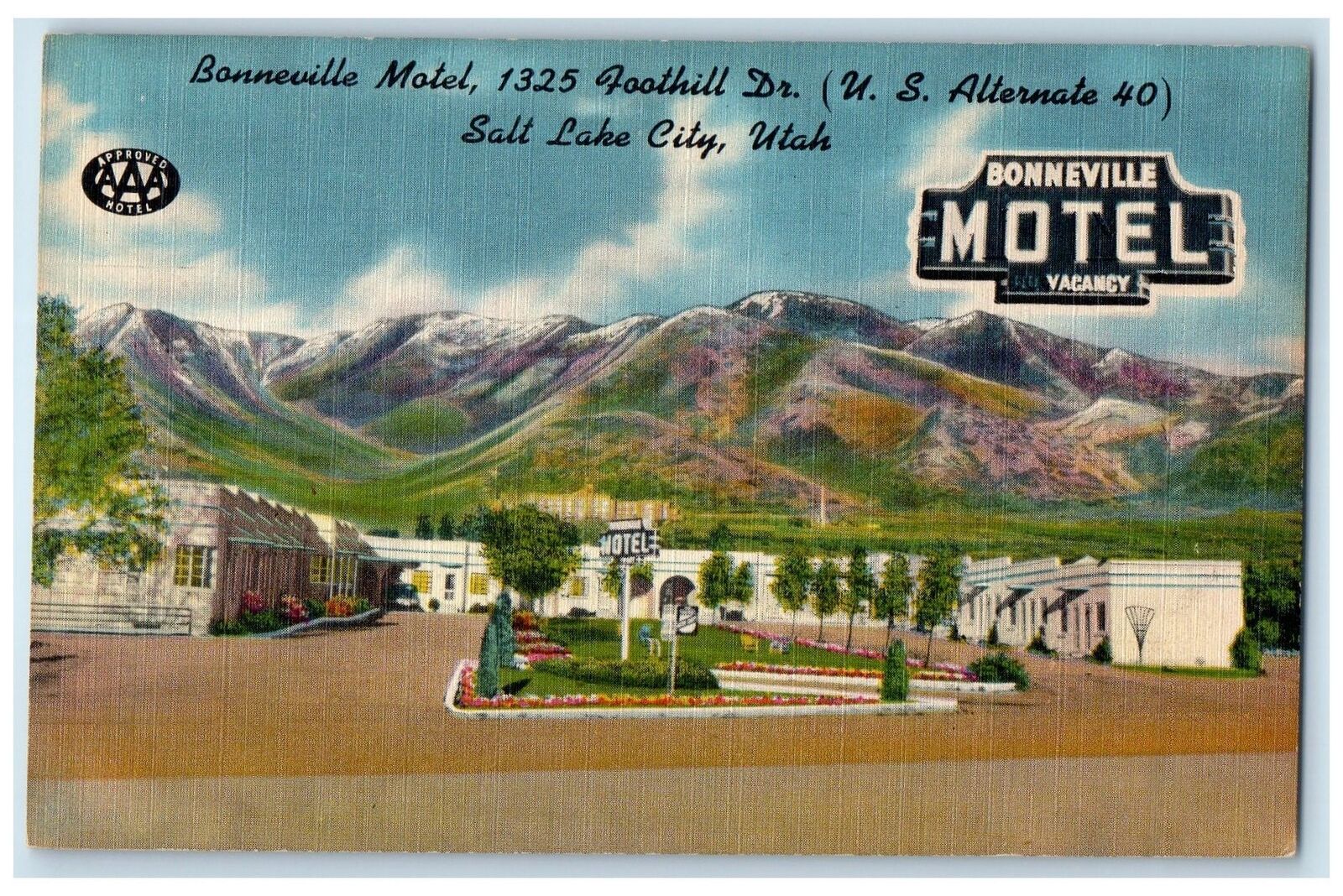 c1940's Bonneville Motel & Restaurant Cottages Salt Lake City Utah UT Postcard