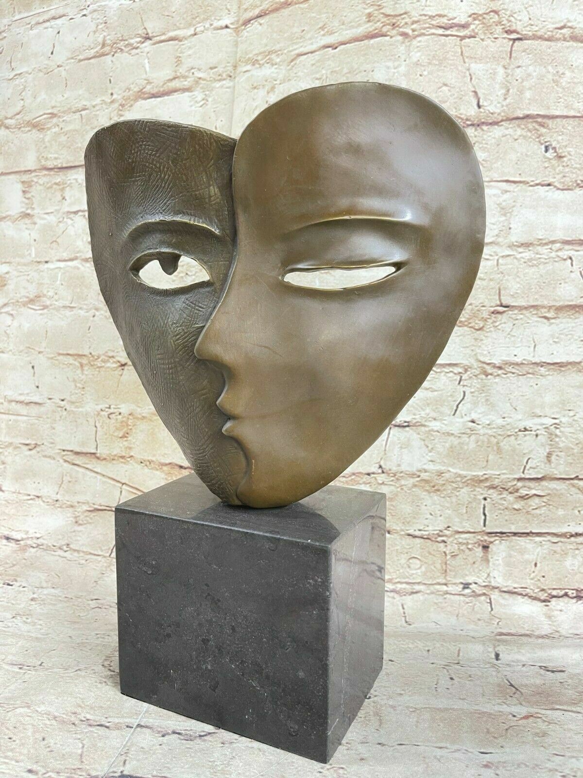 Art Deco Modern Art Faces by Picasso Bronze Sculpture Marble Base Figurine Sale
