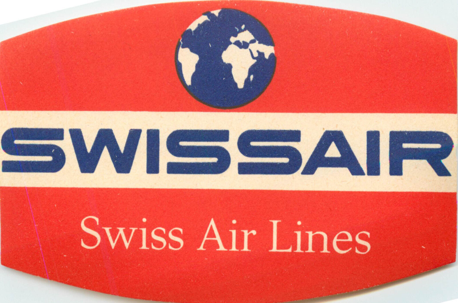 SWISSAIR ~SWISS AIRLINES~ Great Old Luggage Label, MINT CONDITION - c. 1955