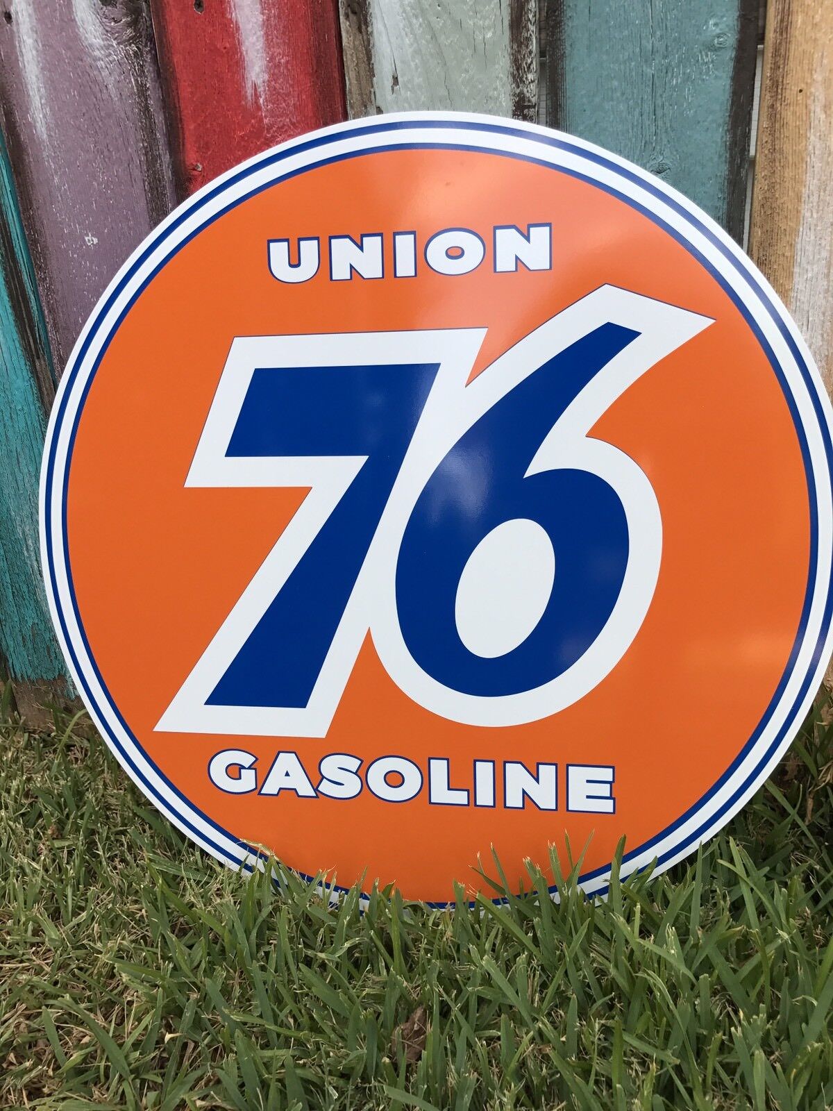 Antique Vintage Old Style Union 76 Gasoline Sign
