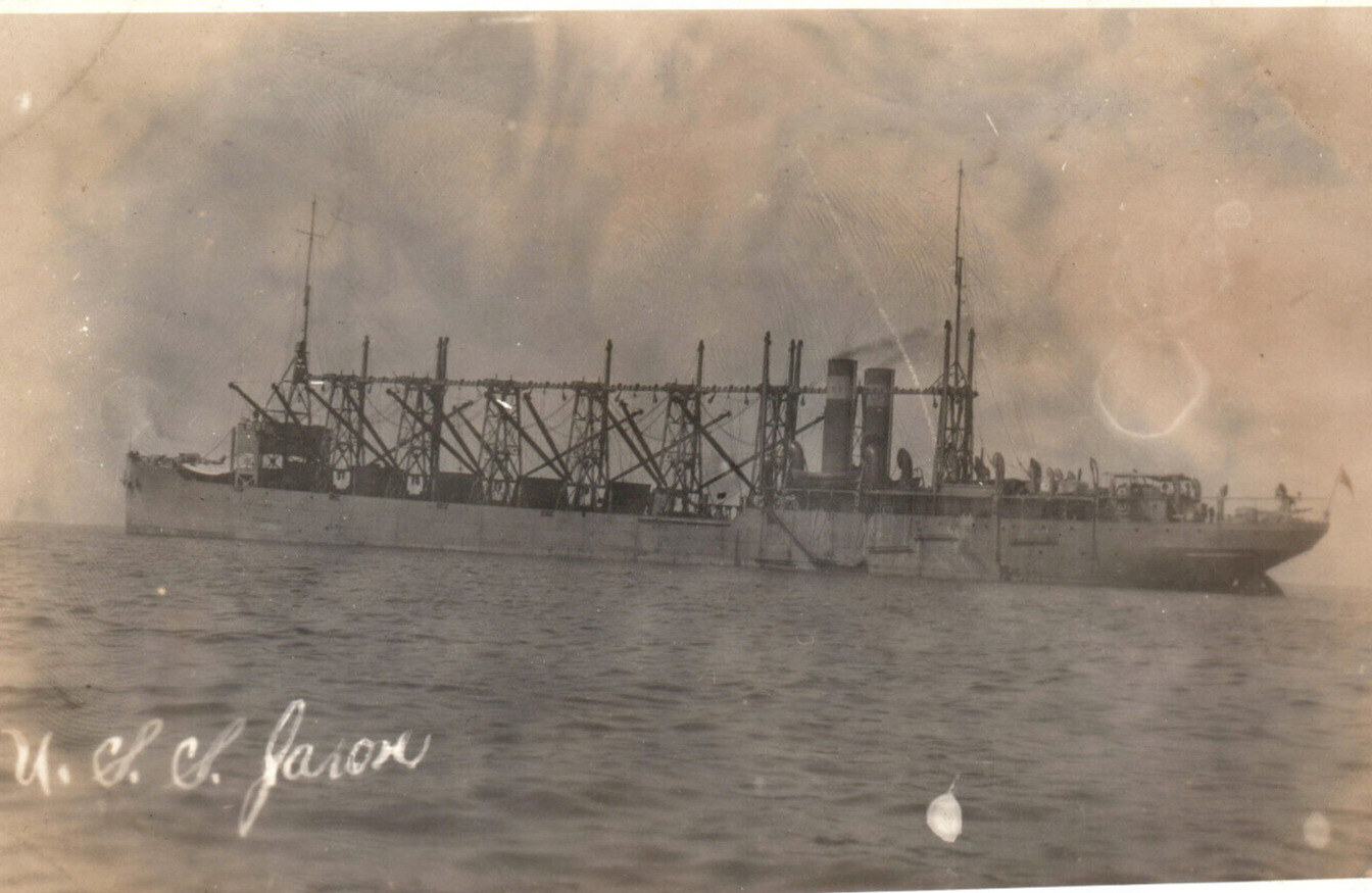 WWI USS Jason AC-12 US Navy Ship Collier Real Photo Postcard RPPC