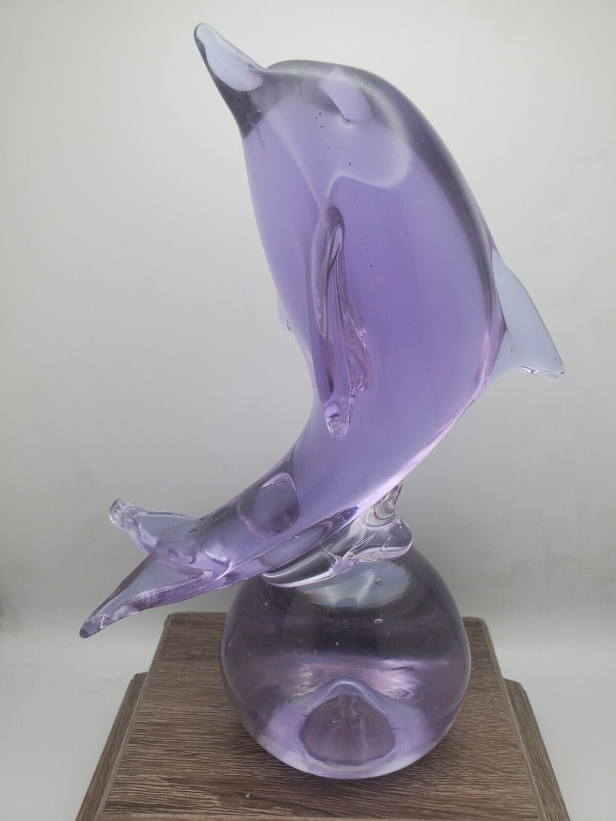 Art Glass Purple Leaping Dolphin Paperweight 
