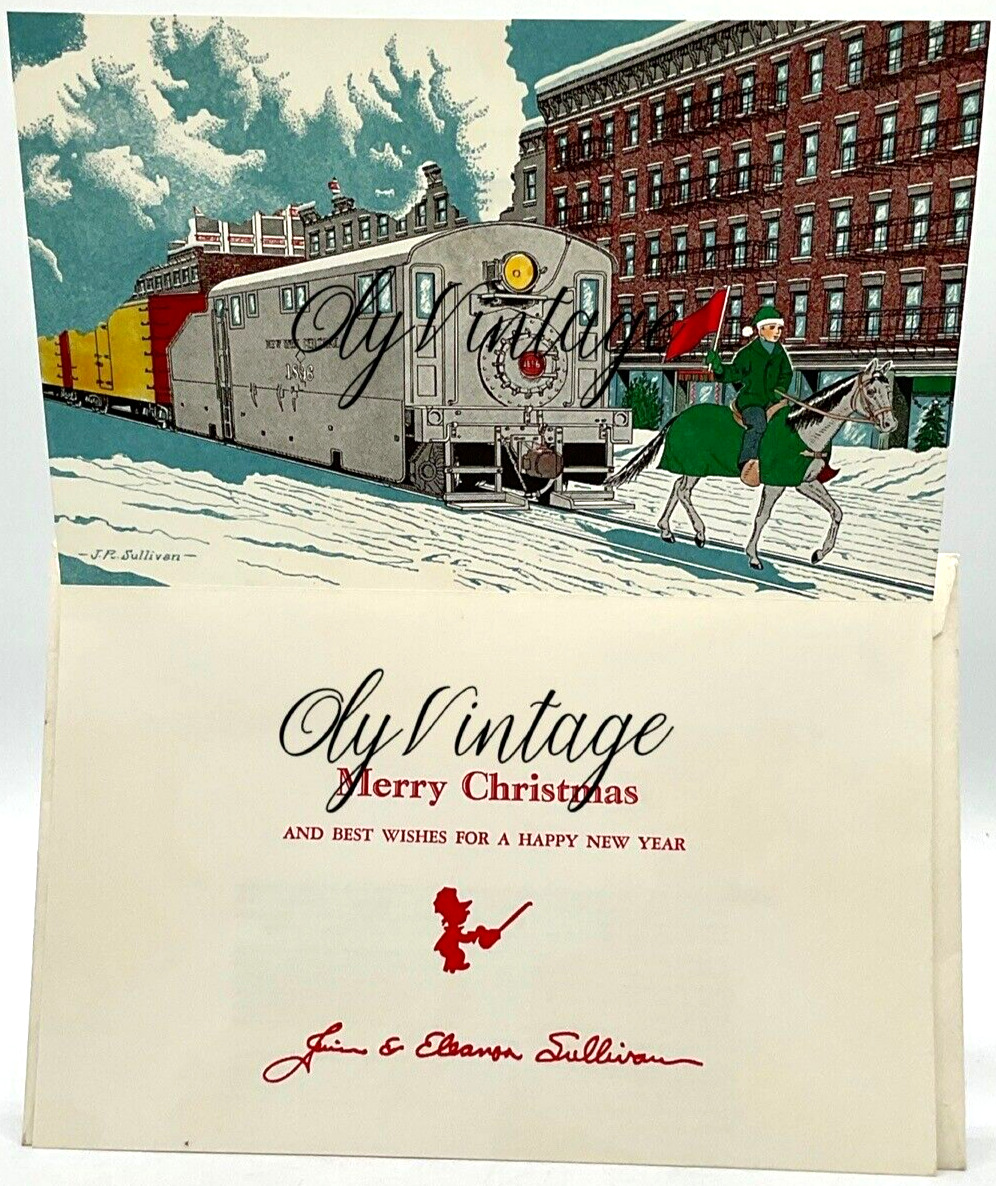 Vintage Jim & Eleanor Sullivan Christmas Card Train Art Print-Signed by Sender
