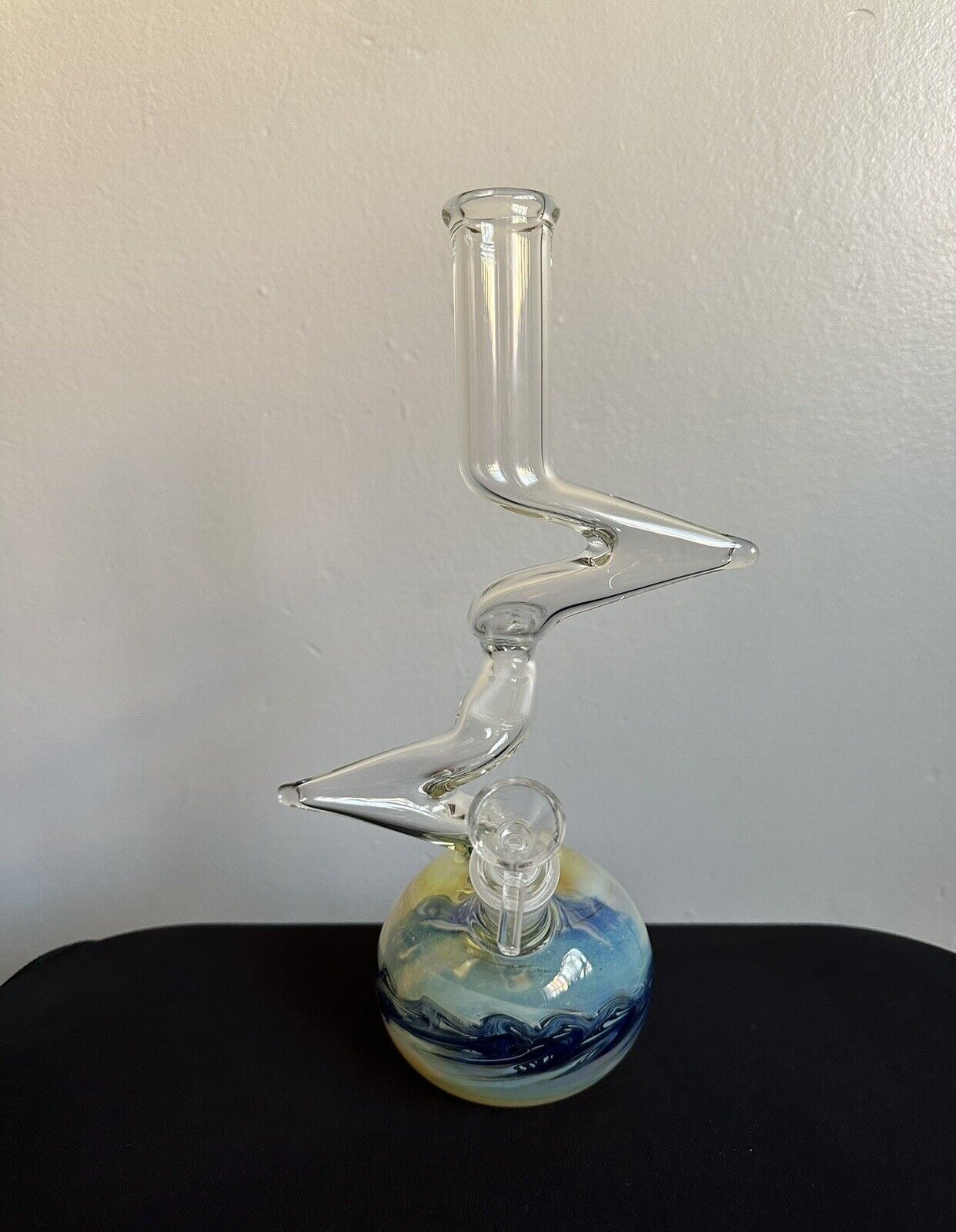 12''inch   Three Zong Glass Water Pipe Bong Blue