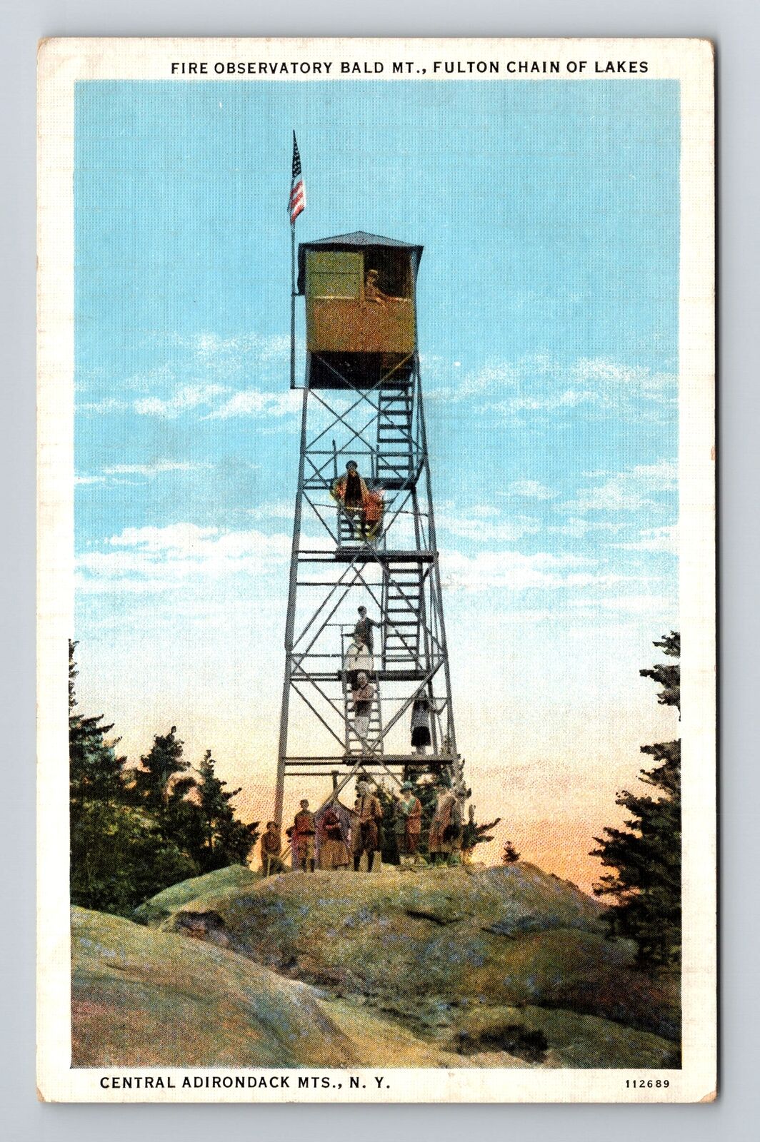 Adirondacks NY-New York, Fire Observatory Bald Mt Vintage Souvenir Postcard