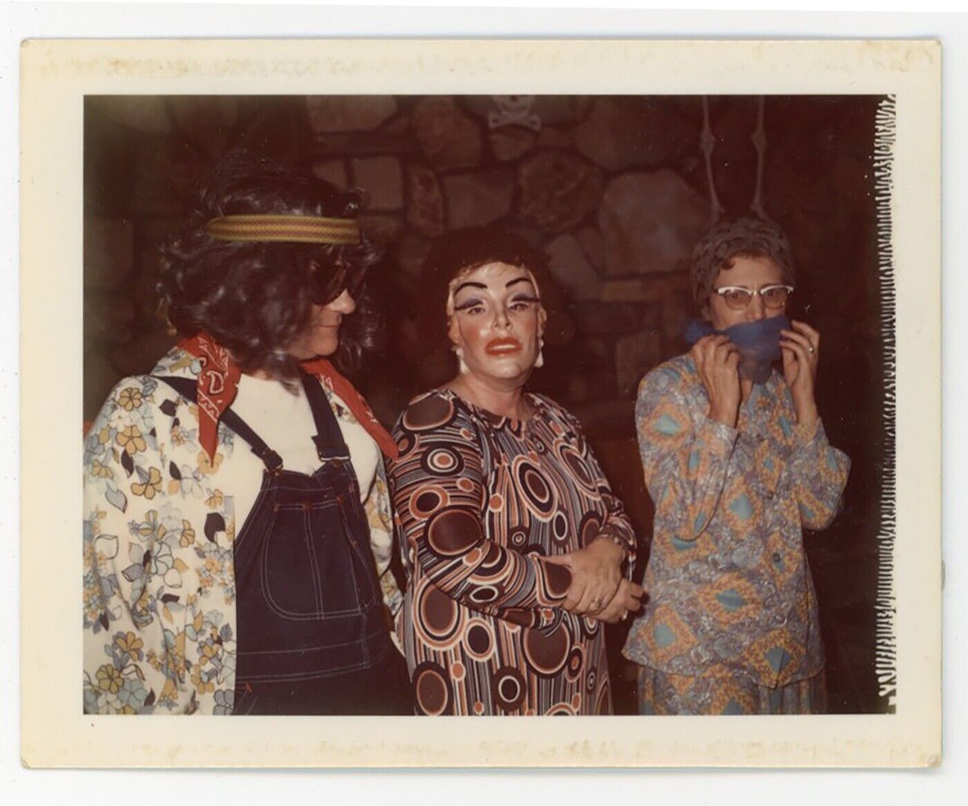 vintage 1970s color original POLAROID photo COSTUME PARTY HALLOWEEN scary