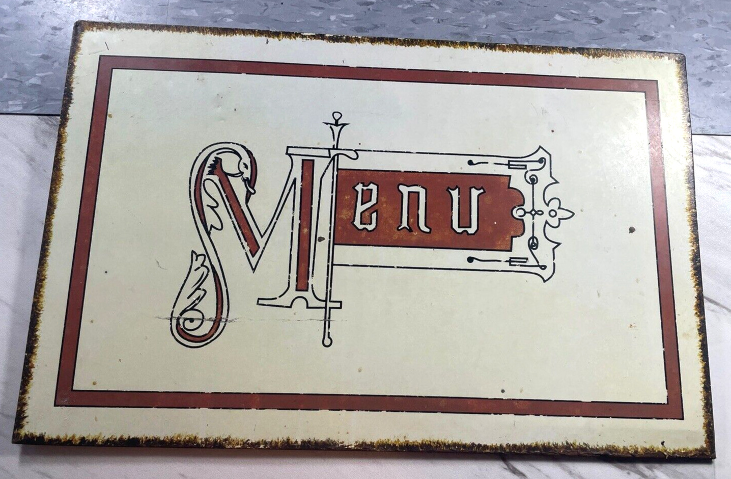 Vintage Retro Tin Sign Embossed Menu of The Day Kitchen Decor, 9x14
