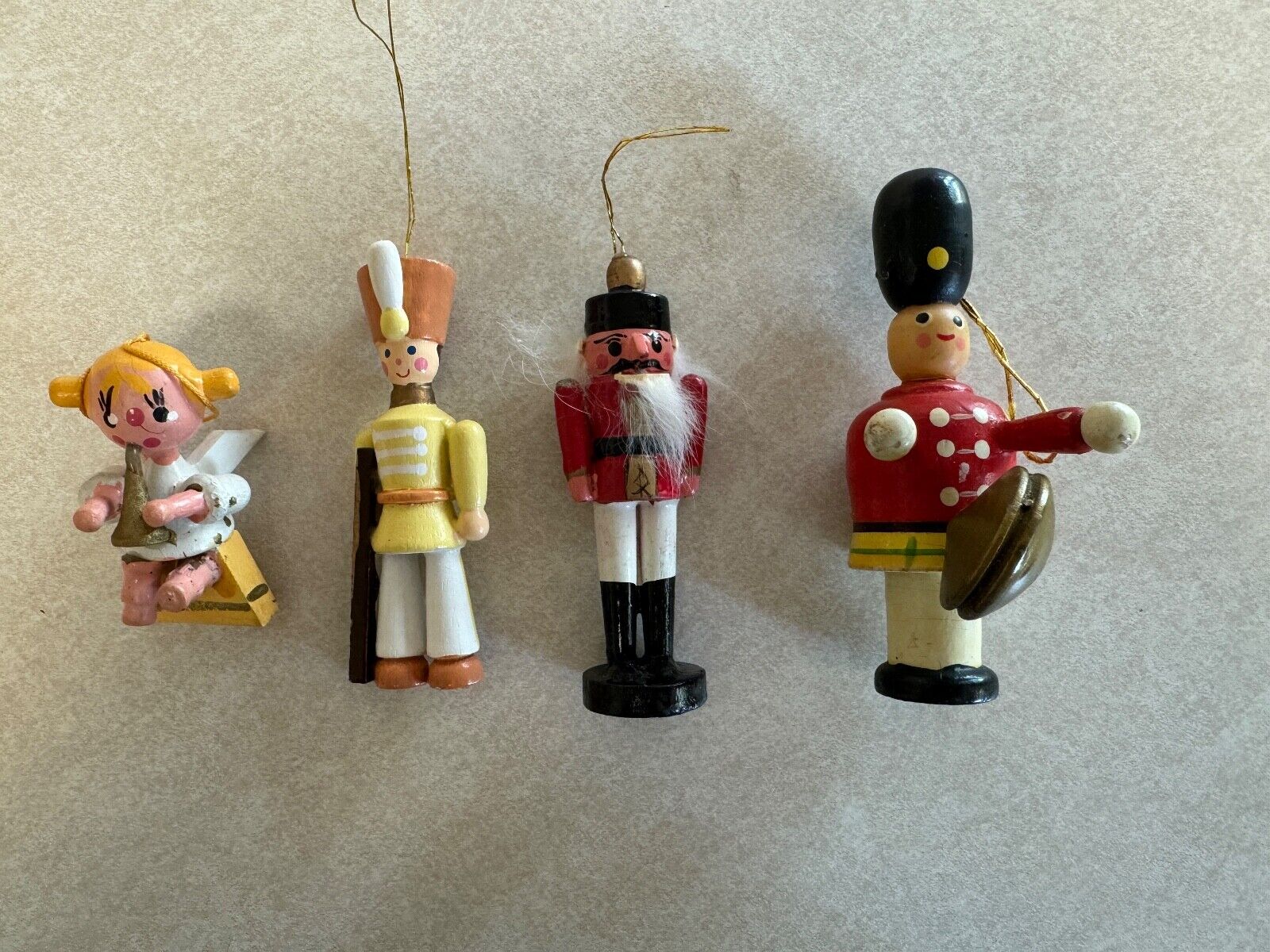 Vintage Miniature Wooden Christmas Tree Ornaments LOT