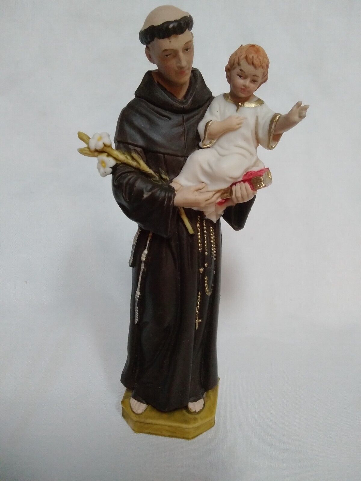 Vintage PASQUINI Made in ITALY Hand Painted SAINT ANTHONY Figurine W Baby Jesus