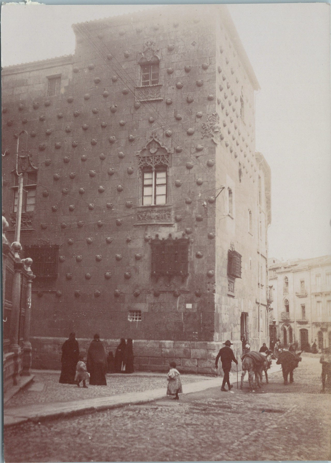 Spain, Salamanca, view of the Casa de las Conchas, vintage print, circa 1897 Ti