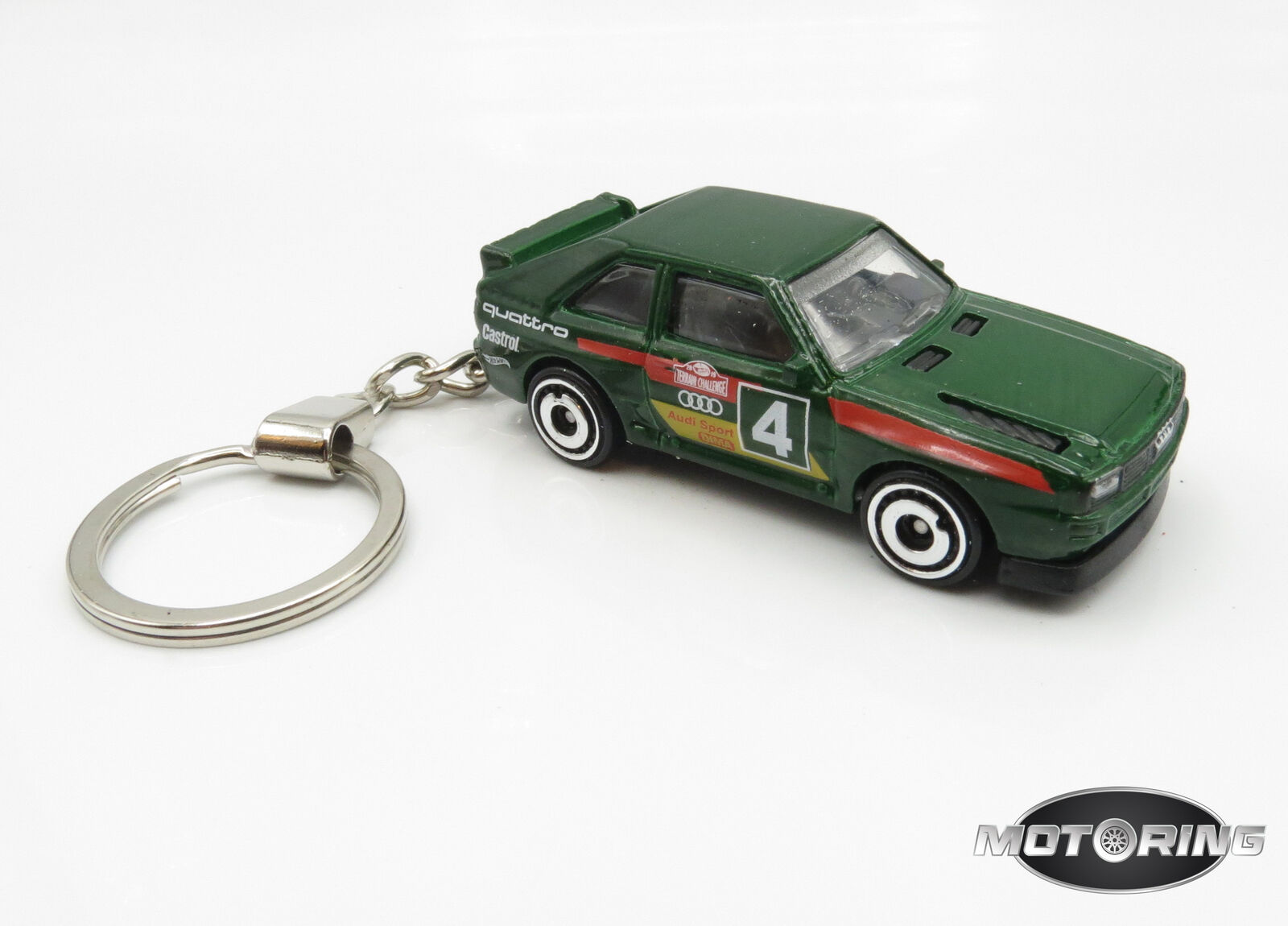 1984 '84 Audi Sport Green Custom Car Keychain 1:64 Diecast