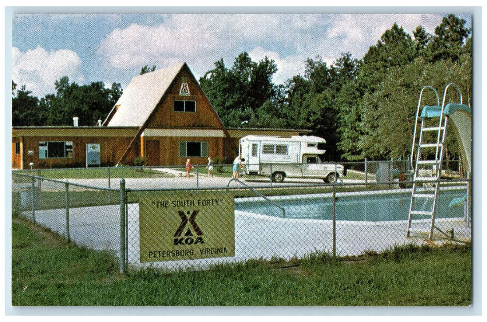 c1950s Swimming Pool, The South Forty Koa Petersburg Virginia VA Postcard