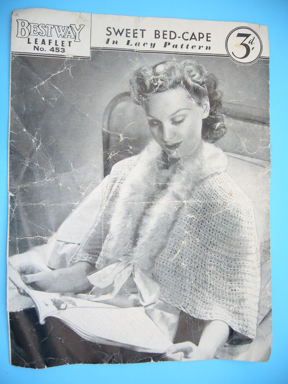 Vtg British knitting pattern for bed cape / jacket