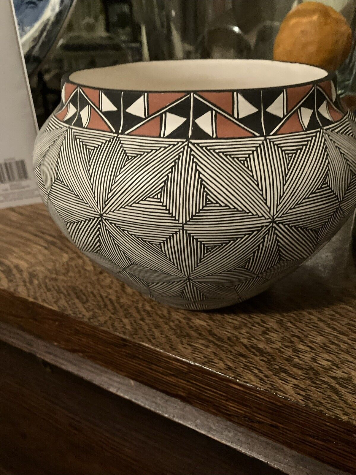 Native American Pottery Acoma Handmade Fine Line Hand Painted Vase D Malie *Read