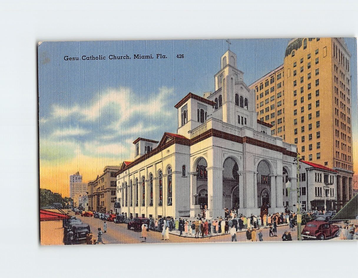 Postcard Gesu Catholic Church Miami Florida USA