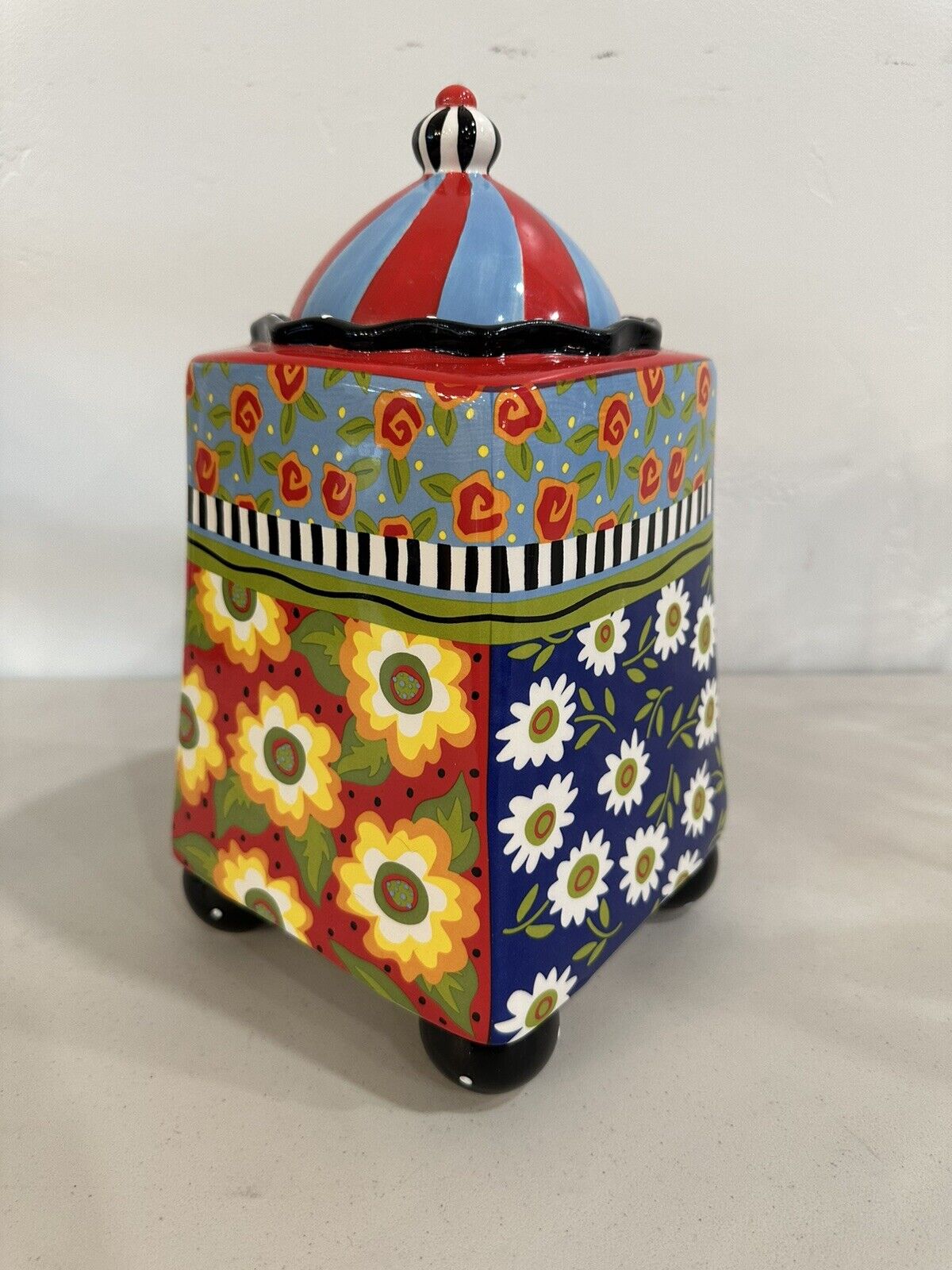 Joyce Shelton Studios Multi Color, Floral Pattern Cookie Jar