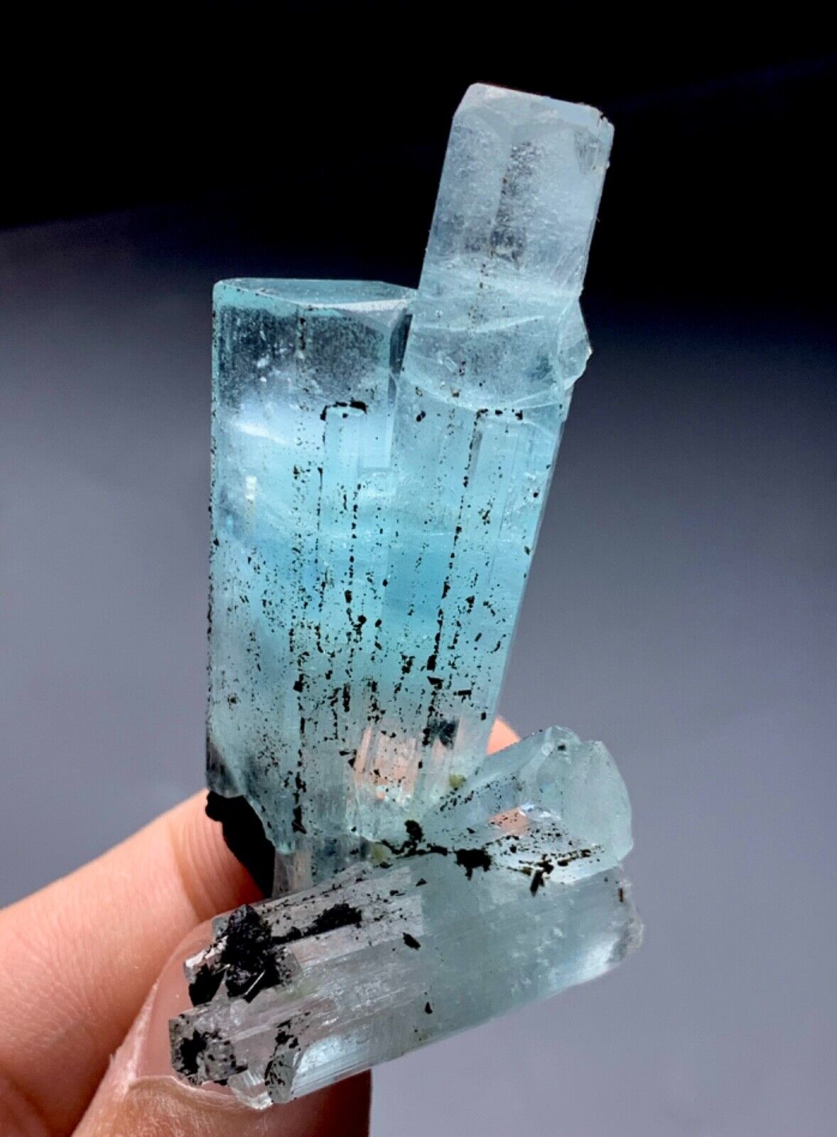 143 Carat Aquamarine Crystal With Schorl From Shigar  Pakistan
