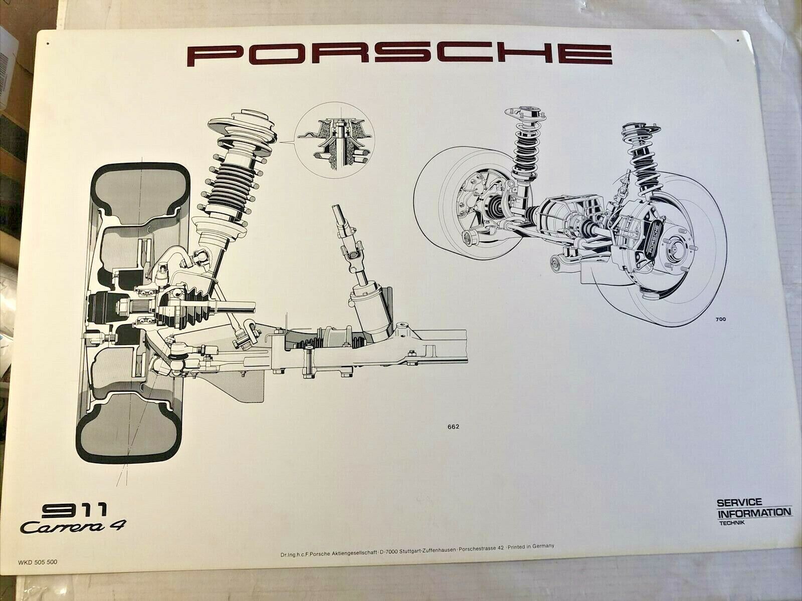 AWESOME RARE Original Porsche 911 Suspension Printing On Laminate 1992