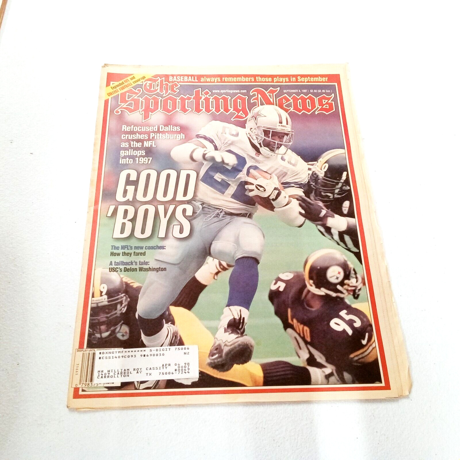The Sporting News Sept. 8 1997 Emmitt Smith Dallas Cowboys Pittsburgh Steelers